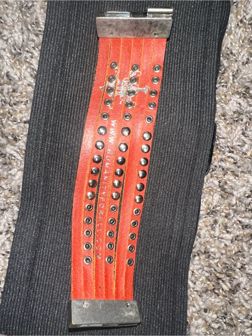 Inspirational Orange Leather Stud Bracelet